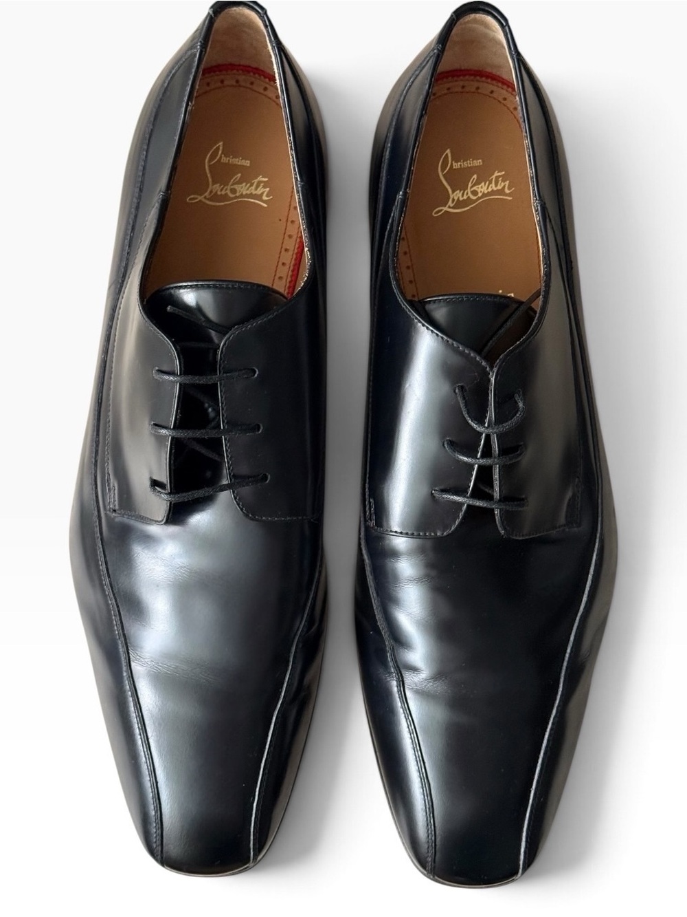Christian Louboutin black leather lace-up Oxford shoes size 44
